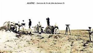 Algerie - Exercice de Tir de cote du Canon de 75